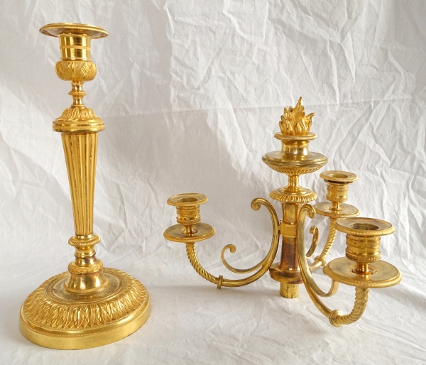 Pair of Empire ormolu candelabras, model of Château de Fontainebleau by Claude Galle