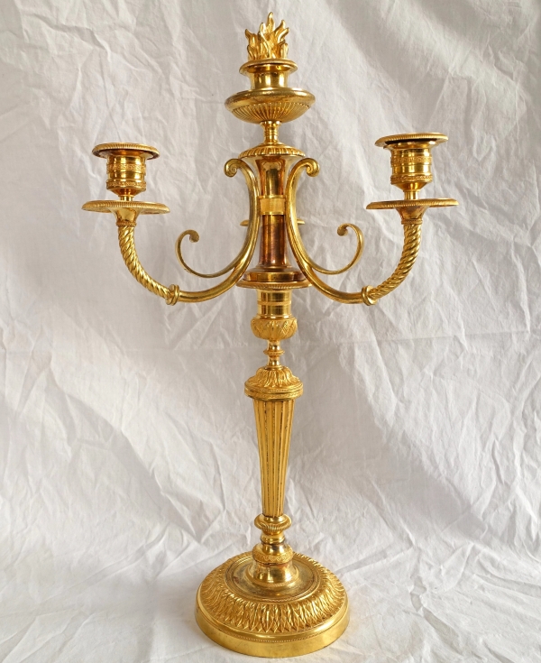 Pair of Empire ormolu candelabras, model of Château de Fontainebleau by Claude Galle