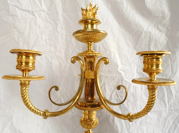 Pair of Empire ormolu candelabras, model of Château de Fontainebleau by Claude Galle