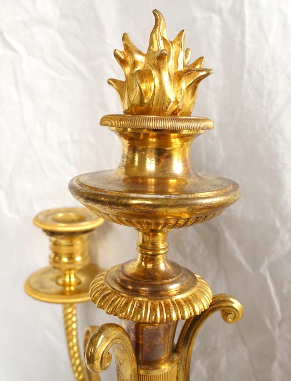 Pair of Empire ormolu candelabras, model of Château de Fontainebleau by Claude Galle