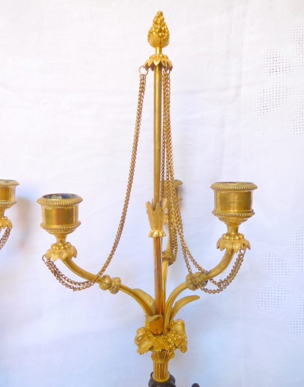 Pair of late 18th century ormolu and marble sphinxes-shaped candelabras