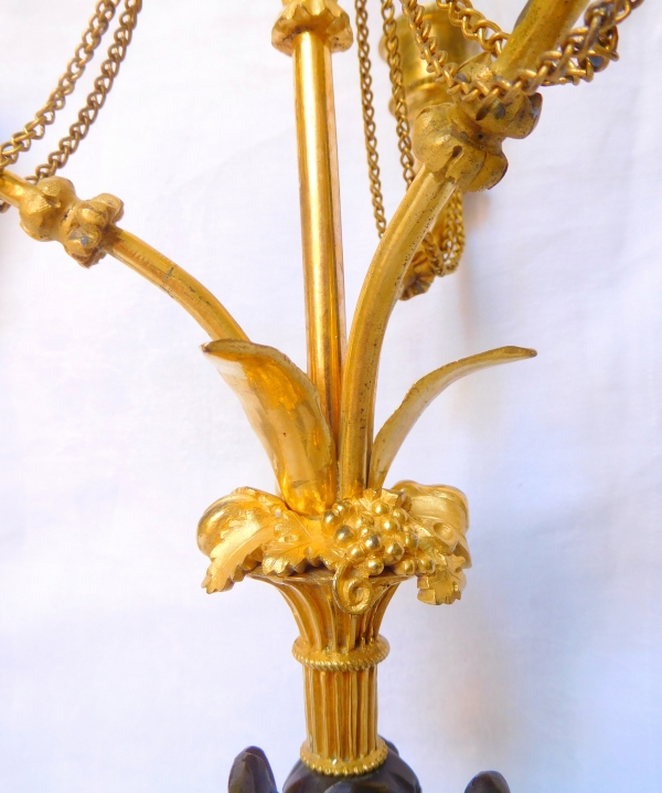 Pair of late 18th century ormolu and marble sphinxes-shaped candelabras