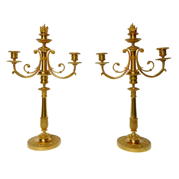 G.J. Galle, pair of ormolu candelabras, Empire Restoration Period - early 19th century