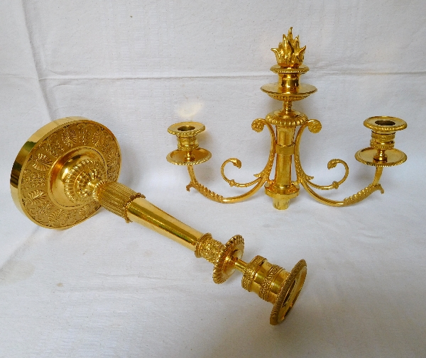 G.J. Galle, pair of ormolu candelabras, Empire Restoration Period - early 19th century