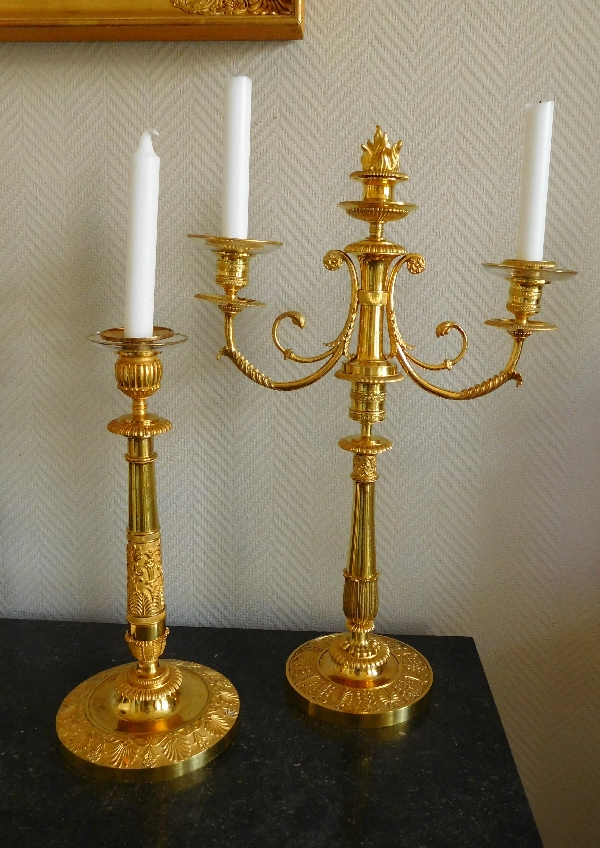 G.J. Galle, pair of ormolu candelabras, Empire Restoration Period - early 19th century