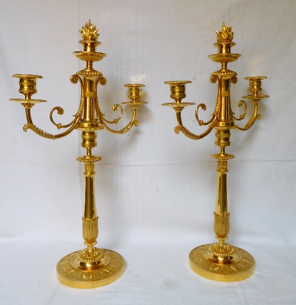 G.J. Galle, pair of ormolu candelabras, Empire Restoration Period - early 19th century