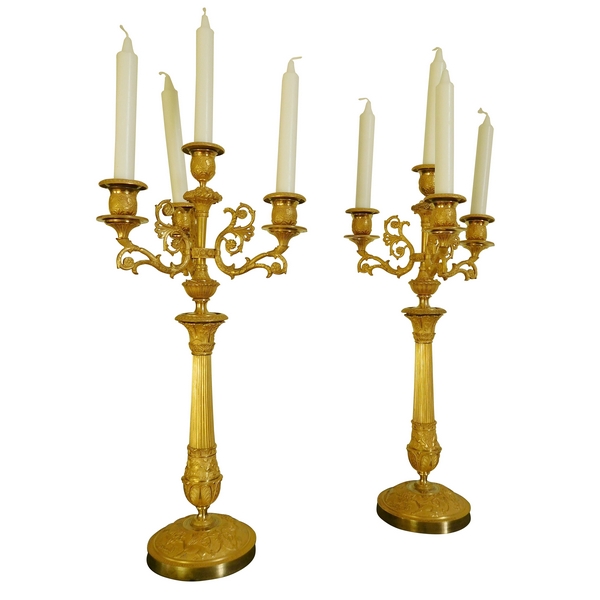 Pair of ormolu candlesticks - France 19th century circa 1820