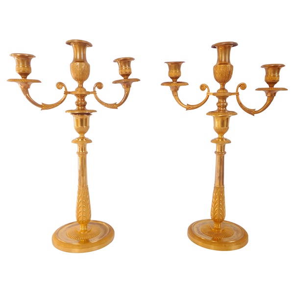 Claude & Gérard Jean Galle : pair of Empire ormolu candelabras