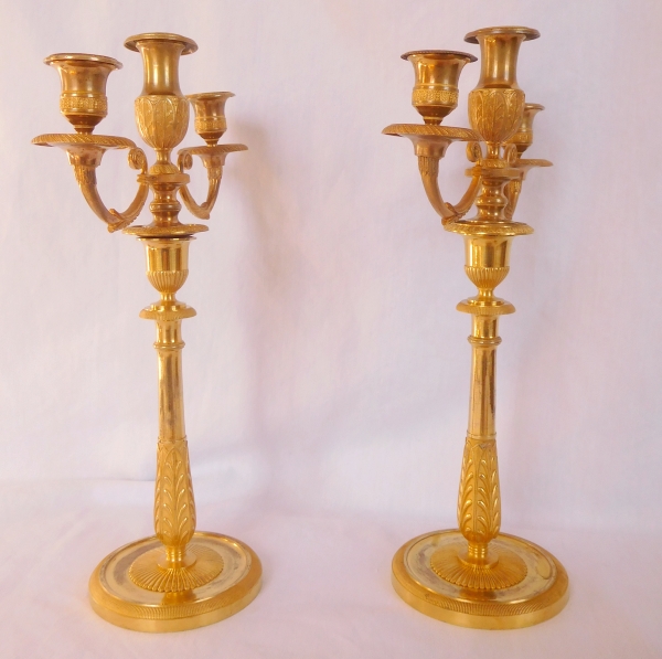 Claude & Gérard Jean Galle : pair of Empire ormolu candelabras