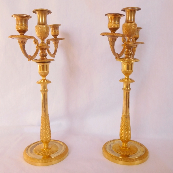 Claude & Gérard Jean Galle : pair of Empire ormolu candelabras