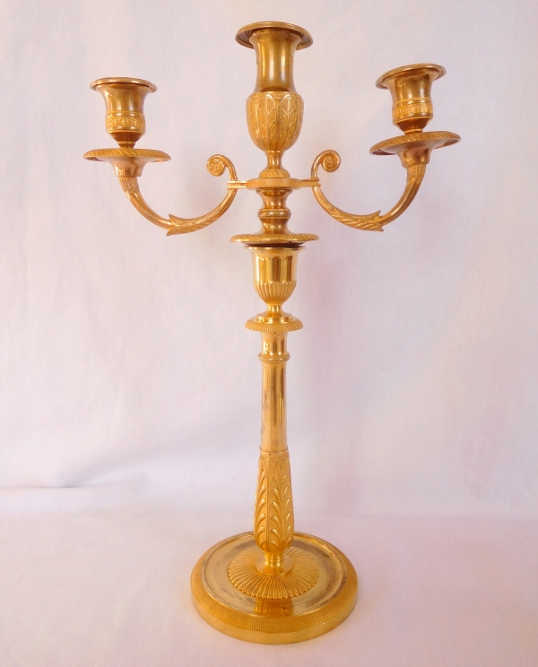 Claude & Gérard Jean Galle : pair of Empire ormolu candelabras