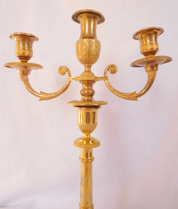 Claude & Gérard Jean Galle : pair of Empire ormolu candelabras