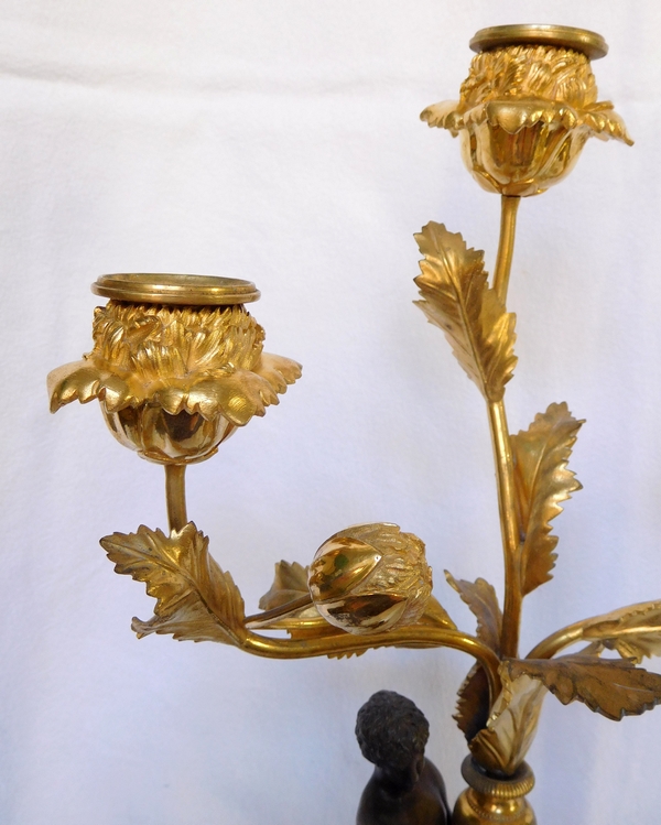 Pair of Empire ormolu & patinated bronze candelabra, early 19th century