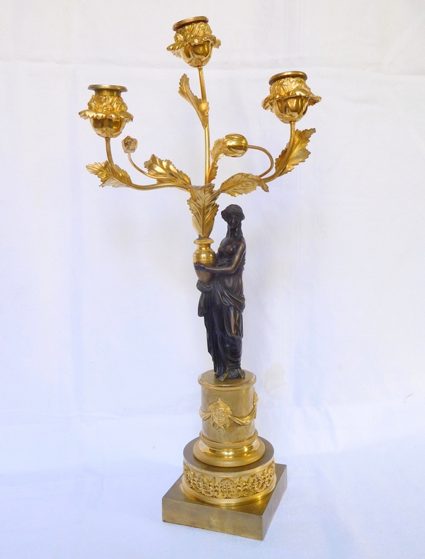 Pair of Empire ormolu & patinated bronze candelabra, early 19th century