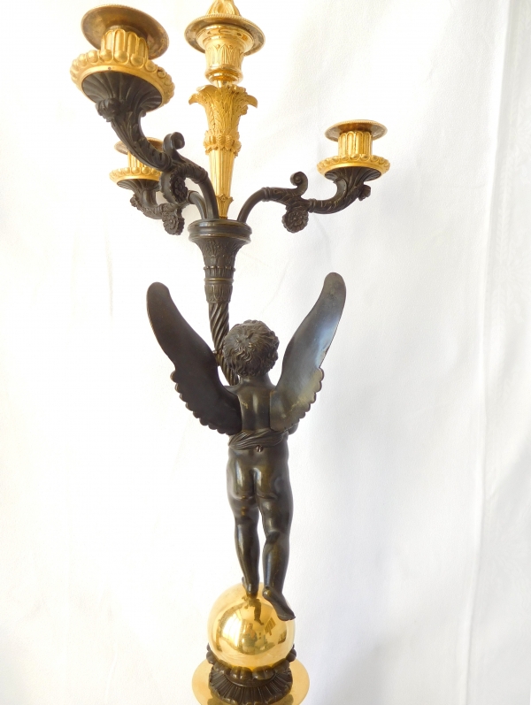 Pair of tall Empire ormolu and bronze candelabras attributed to Gérard Jean Galle