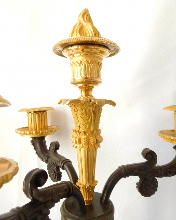 Pair of tall Empire ormolu and bronze candelabras attributed to Gérard Jean Galle