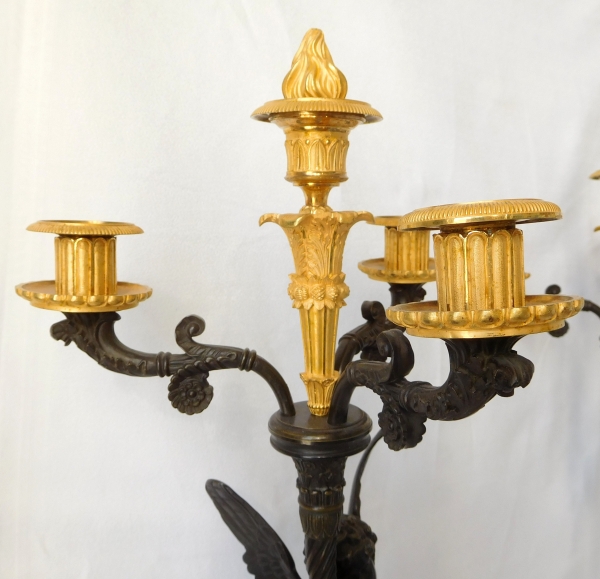 Pair of tall Empire ormolu and bronze candelabras attributed to Gérard Jean Galle