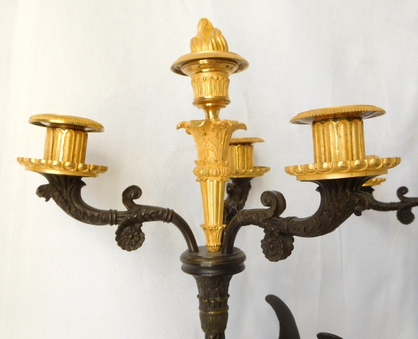 Pair of tall Empire ormolu and bronze candelabras attributed to Gérard Jean Galle