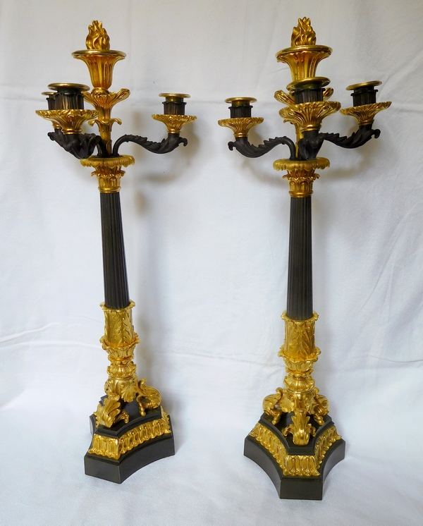 Pair of French Empire ormolu and patinated bronze candelabras, early 19th century