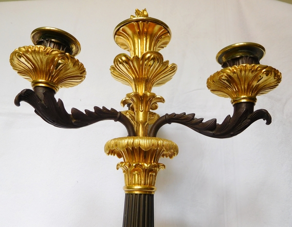 Pair of French Empire ormolu and patinated bronze candelabras, early 19th century