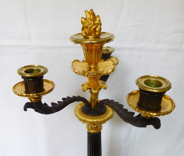 Pair of French Empire ormolu and patinated bronze candelabras, early 19th century