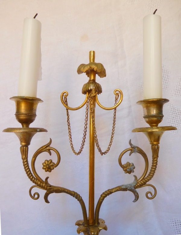 Pair of Louis XVI style ormolu and marble candelabras, Napoleon III production circa 1850