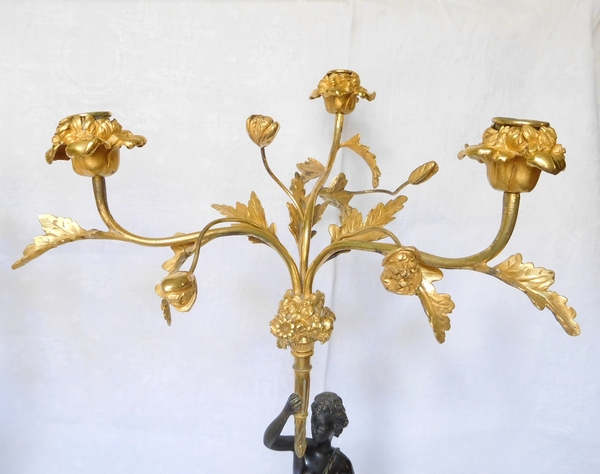 Pair of Louis XVI style ormolu and marble candelabras, early 19th century