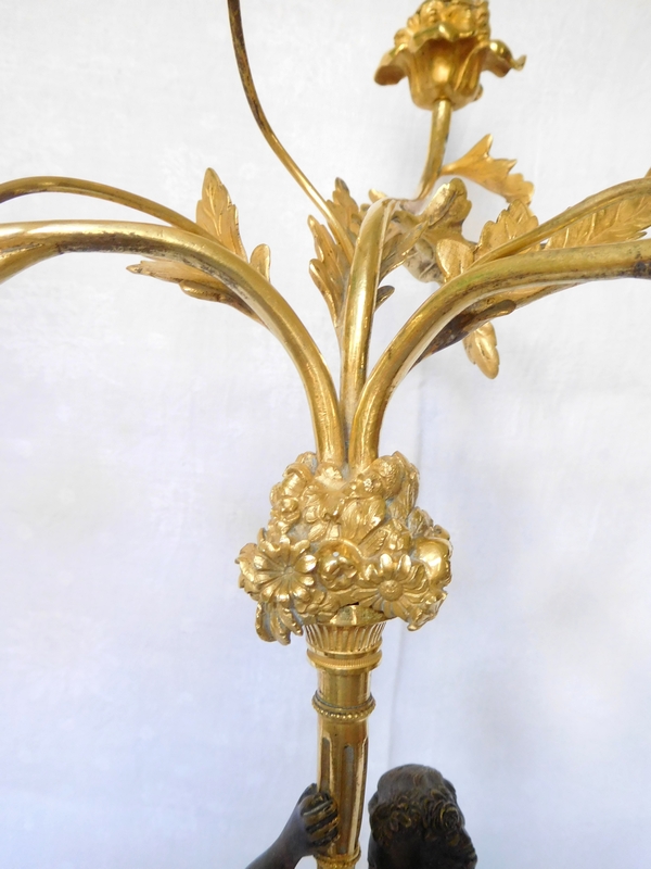 Pair of Louis XVI style ormolu and marble candelabras, early 19th century