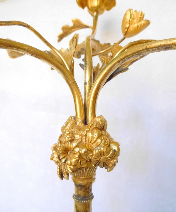 Pair of Louis XVI style ormolu and marble candelabras, early 19th century