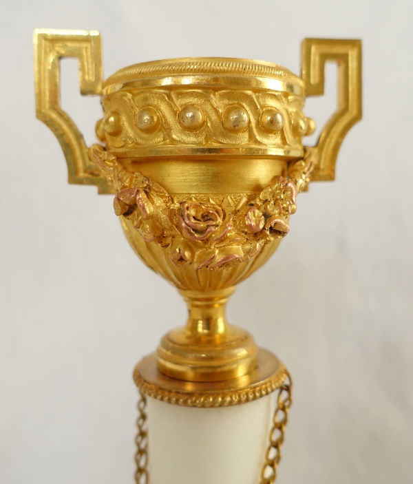 Pair of Louis XVI style ormolu and marble cassolettes - candlesticks