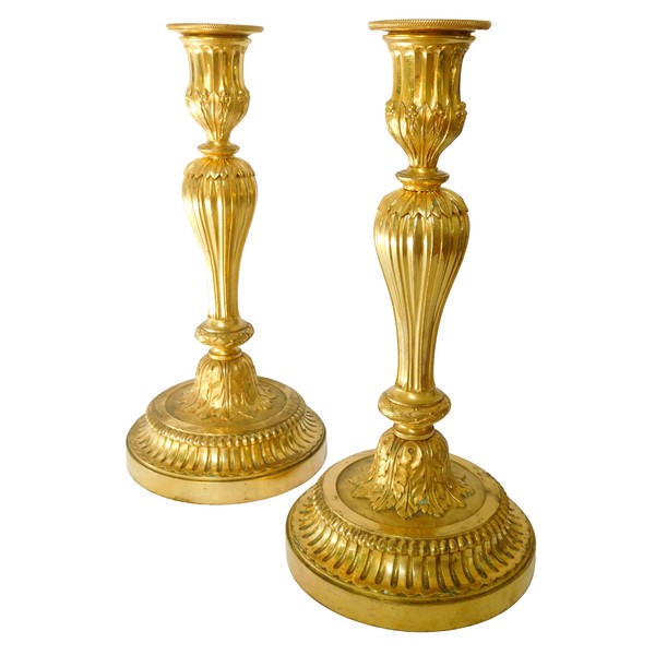 Pair of ormolu candlesticks, mercury gilt, early Louis XVI period - 18th century