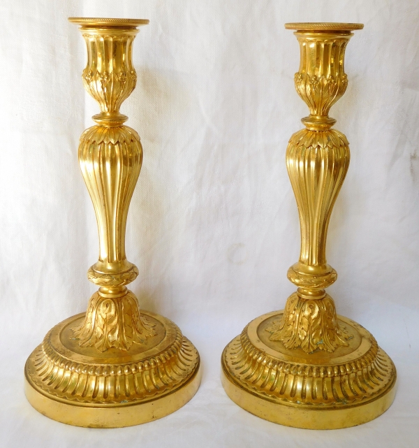 Pair of ormolu candlesticks, mercury gilt, early Louis XVI period - 18th century