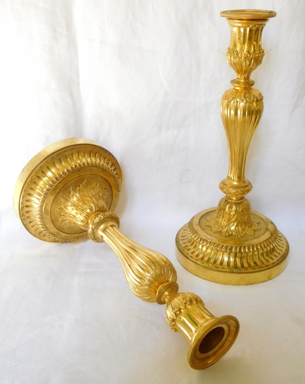 Pair of ormolu candlesticks, mercury gilt, early Louis XVI period - 18th century