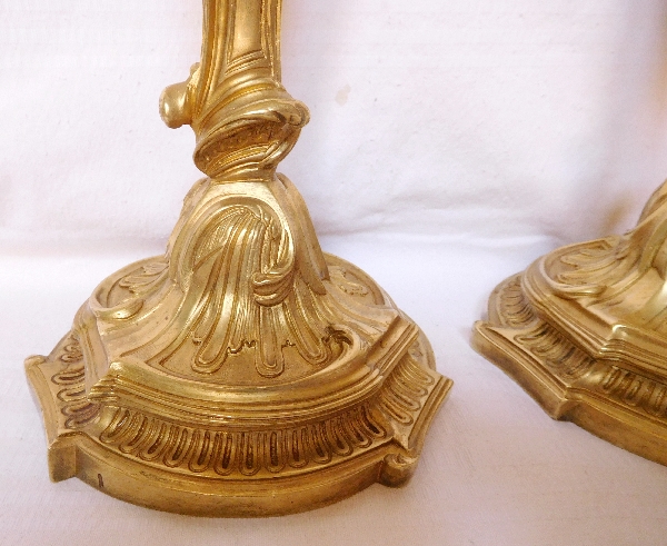 Pair of ormolu candlesticks, Louis XV style after Meissonnier