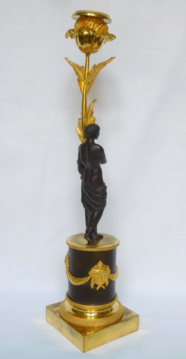Pair of Empire ormolu & patinated bronze candelabra, early 19th century