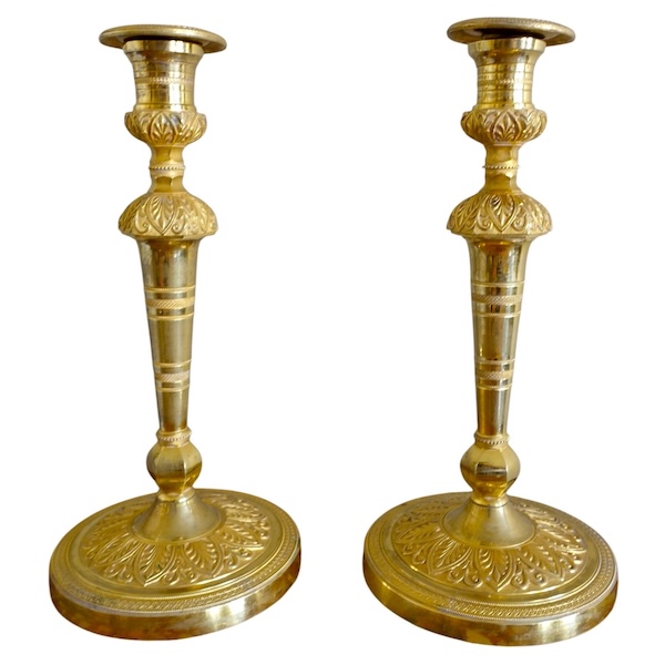 Pair of Empire ormolu candlesticks, Russia or Sweden, early 19th century