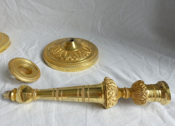 Pair of Empire ormolu candlesticks, Russia or Sweden, early 19th century