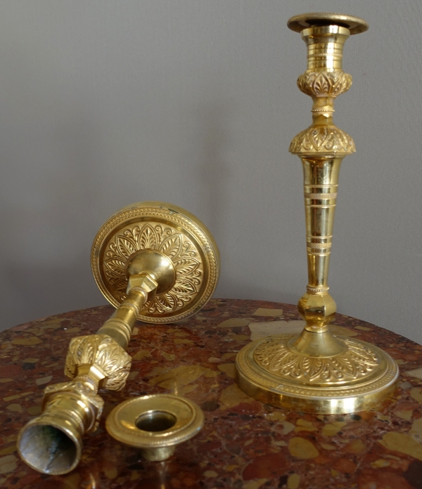 Pair of Empire ormolu candlesticks, Russia or Sweden, early 19th century