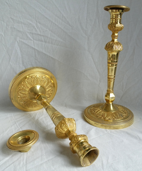 Pair of Empire ormolu candlesticks, Russia or Sweden, early 19th century