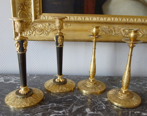 Claude Galle : pair of Empire ormolu candlesticks, early 19th century