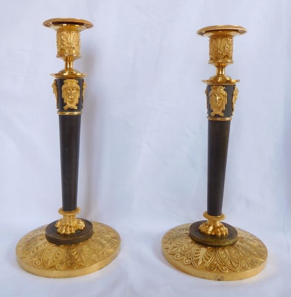 Claude Galle : pair of Empire ormolu candlesticks, early 19th century