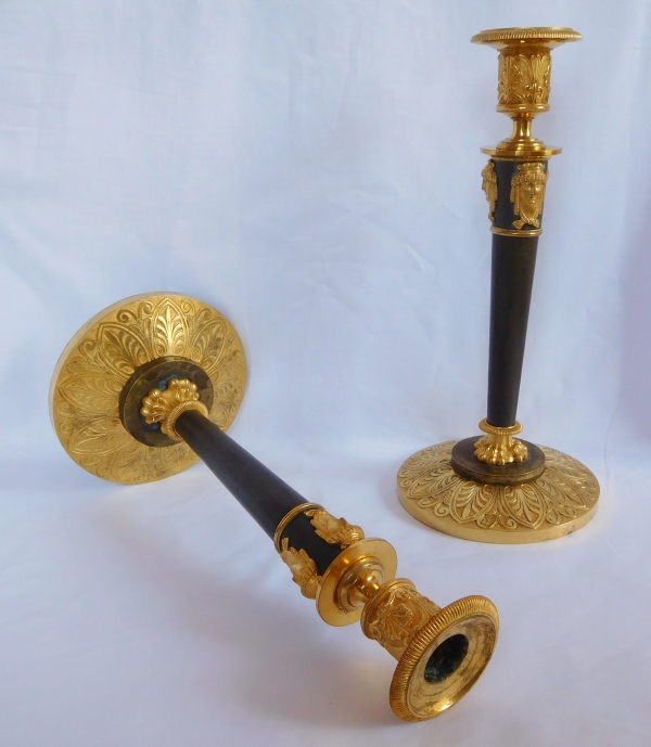 Claude Galle : pair of Empire ormolu candlesticks, early 19th century