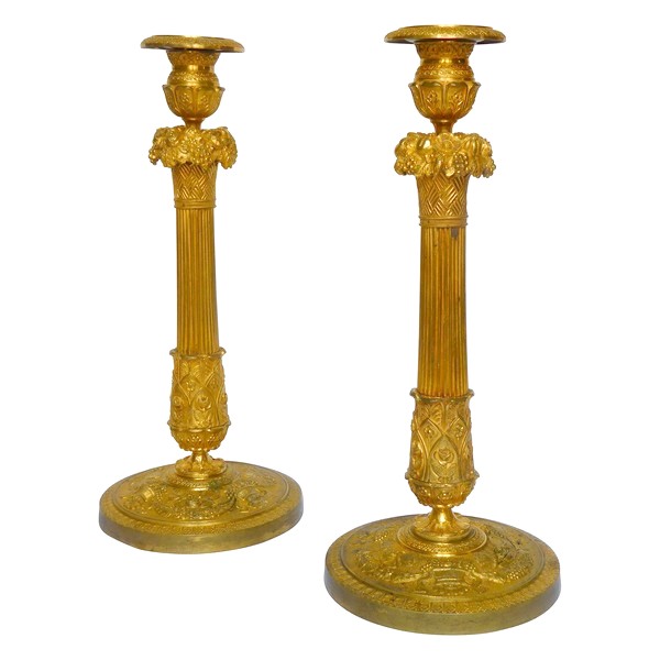 Pair of ormolu Empire candlesticks - France early 19th century circa 1820