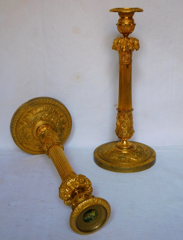 Pair of ormolu Empire candlesticks - France early 19th century circa 1820