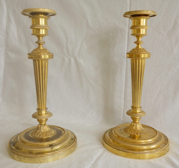 Pair of Louis XVI ormolu candlesticks - France, 18th century - Fontainebleau Castle