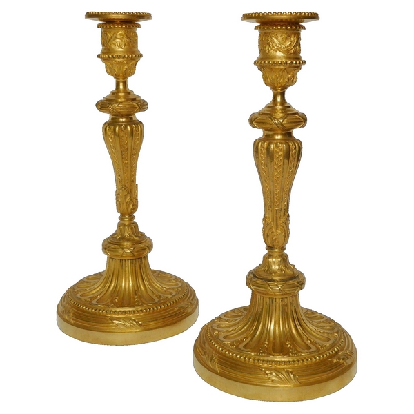 Pair of ormolu candlesticks - Louis XVI style