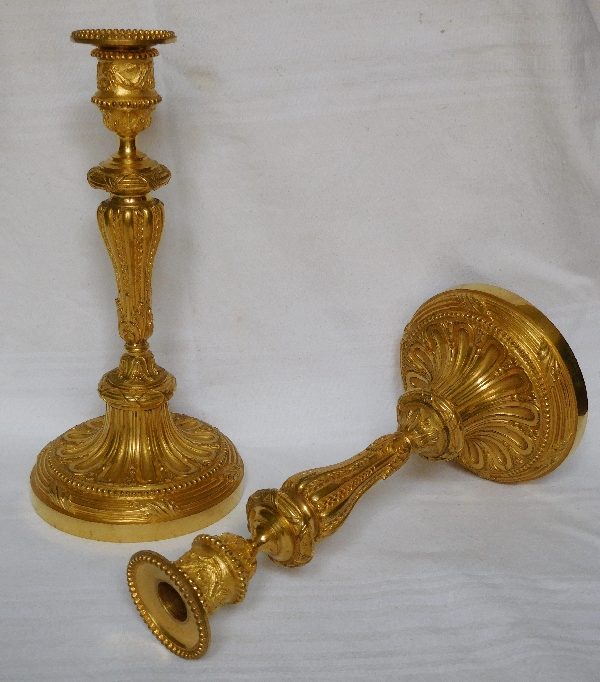 Pair of ormolu candlesticks - Louis XVI style