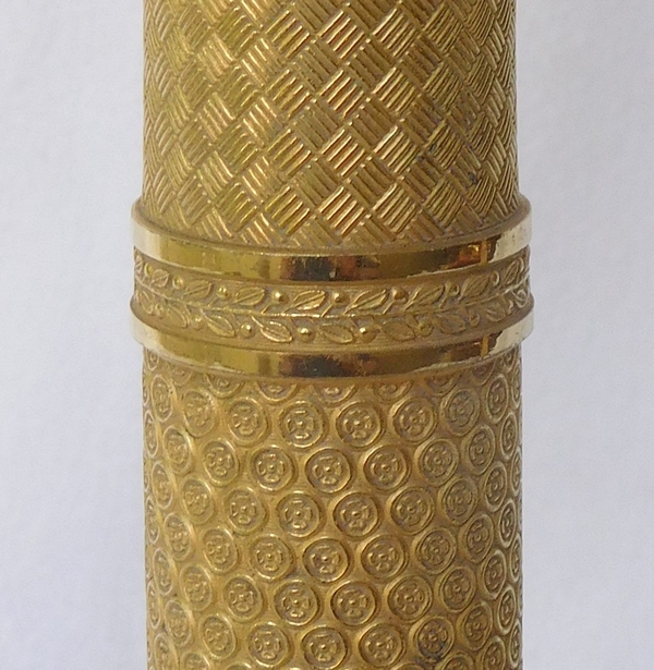 Pair of Empire ormolu candlesticks, mercury gilt bronze, early 19th century - 29,5cm