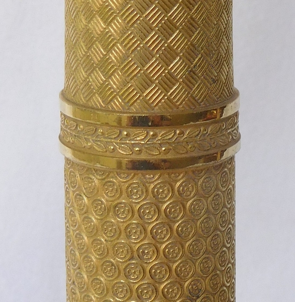 Pair of Empire ormolu candlesticks, mercury gilt bronze, early 19th century - 29,5cm