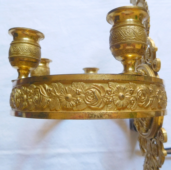 Pair of tall Empire ormolu wall lights, early 19th century - 59cm